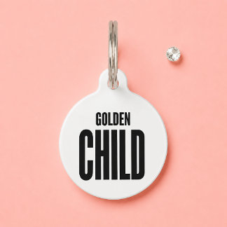 Médaillon Pour Animaux Golden Child Drôle Blanc Nom personnalisé Chien Ch