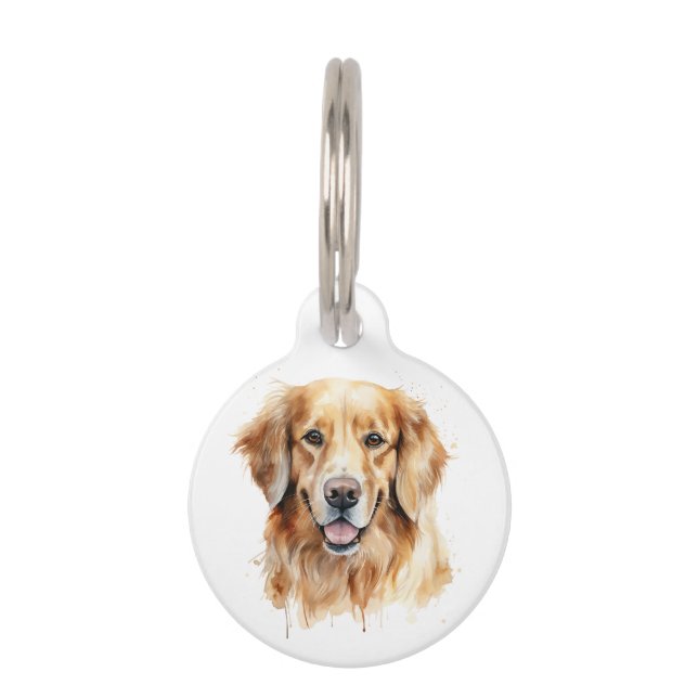 Médaillon Pour Animaux Golden Retriever aquarelle imprimer Dog art cadeau (Devant)