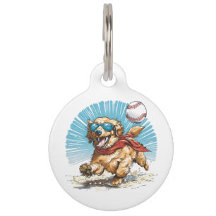 Médaillon Pour Animaux Golden Retriever Chien Jouant Au Baseball