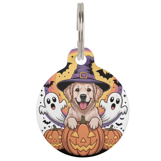 Médaillon Pour Animaux Golden Retriever Halloween (Devant)