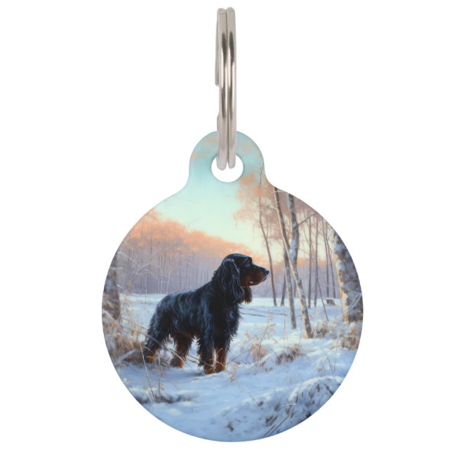 Médaillon Pour Animaux Gordon Setter Noël neigeux (Devant)