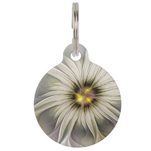 Médaillon Pour Animaux Grande Fleur d'ivoire, Abstrait Art Fractal Modern