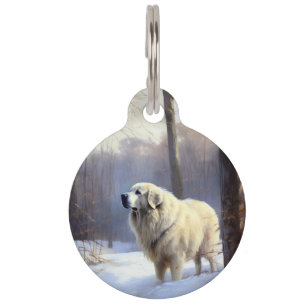 Médaillon Pour Animaux Grands Pyrénées Qu'il neige Noël