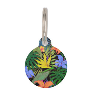 Médaillon Pour Animaux Graphique de fleur d'Aloha de Hawaii tropical