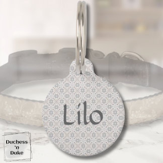 Médaillon Pour Animaux Gray Spanish Tile Personalized 