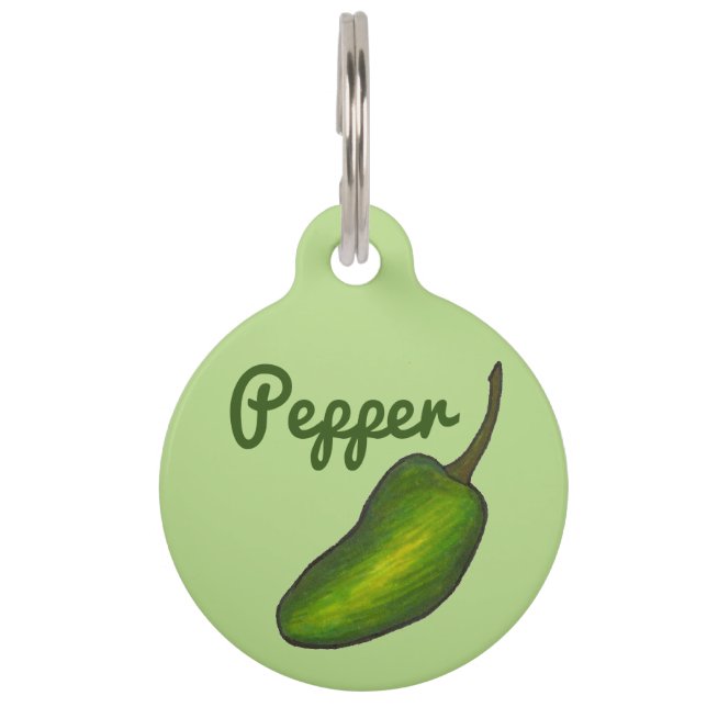Médaillon Pour Animaux Green Jalapeño Hot Pepper Personnalisé Mon nom est (Devant)