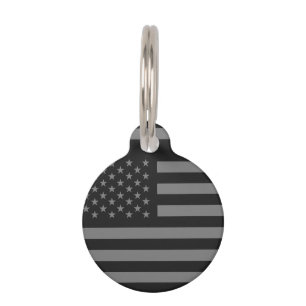 Médaillon Pour Animaux Gris de noir de drapeau américain