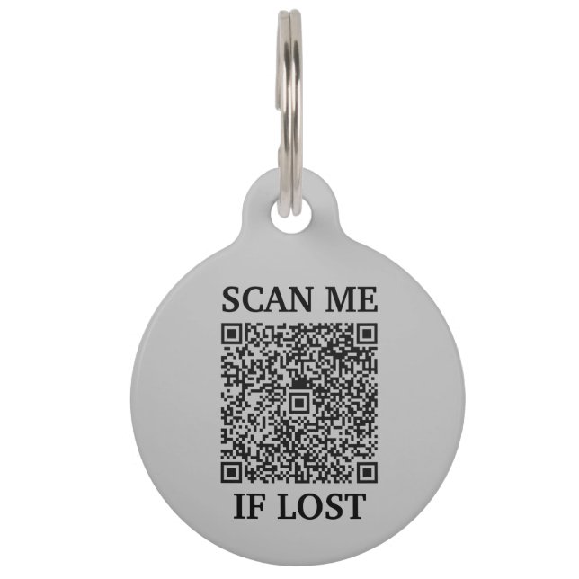 Médaillon Pour Animaux Gris personnalisé QR Code Scan Me Pet (Devant)