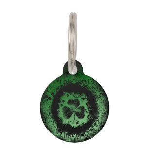 Médaillon Pour Animaux Grunge-goth St. Patrick's day Shamrock