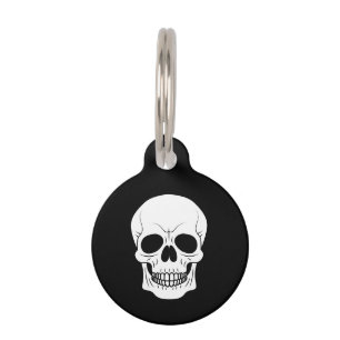 Médaillon Pour Animaux Halloween à la tête de crâne noir et blanc