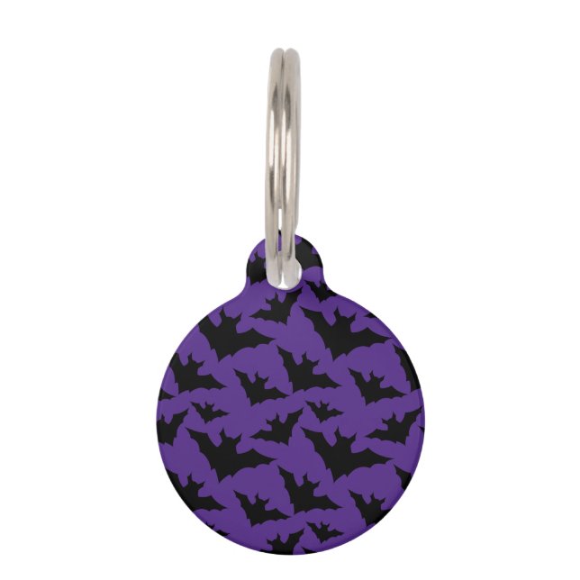 Médaillon Pour Animaux Halloween chauves-souris violet cool éffrayant mot (Devant)