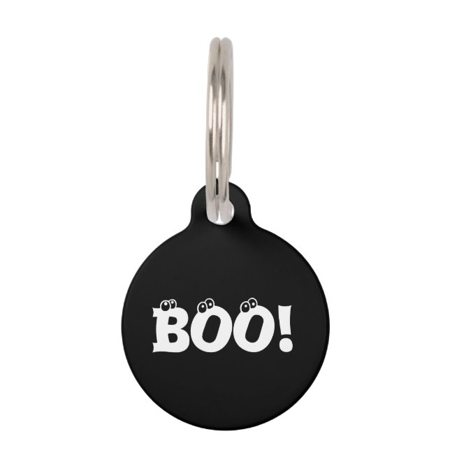 Médaillon Pour Animaux Halloween Scarieux Boo! yeux noirs drôle chien (Devant)