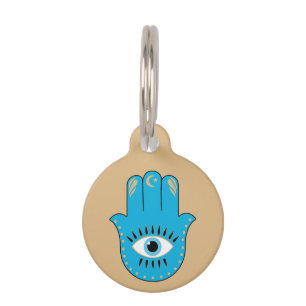 Médaillon Pour Animaux Hamsa main Grec mal Oeil bleu
