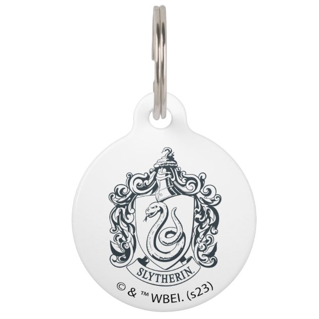 Médaillon Pour Animaux Harry Potter | Blason de Serpentard - Noir et Blan (Devant)