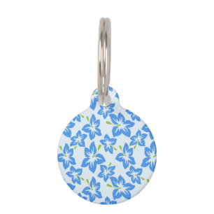 Médaillon Pour Animaux Hibiscus bleu, Fleurs bleues, Motif de fleurs