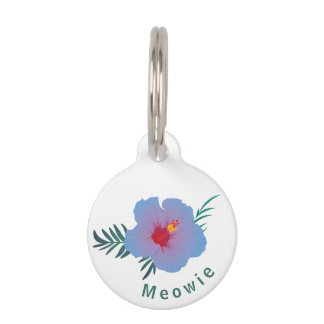 Médaillon Pour Animaux Hibiscus bleu tropical
