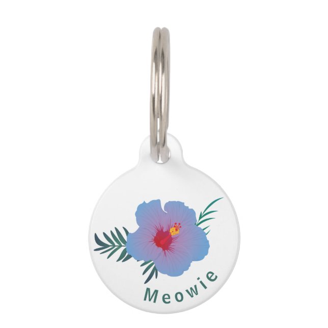 Médaillon Pour Animaux Hibiscus bleu tropical (Devant)