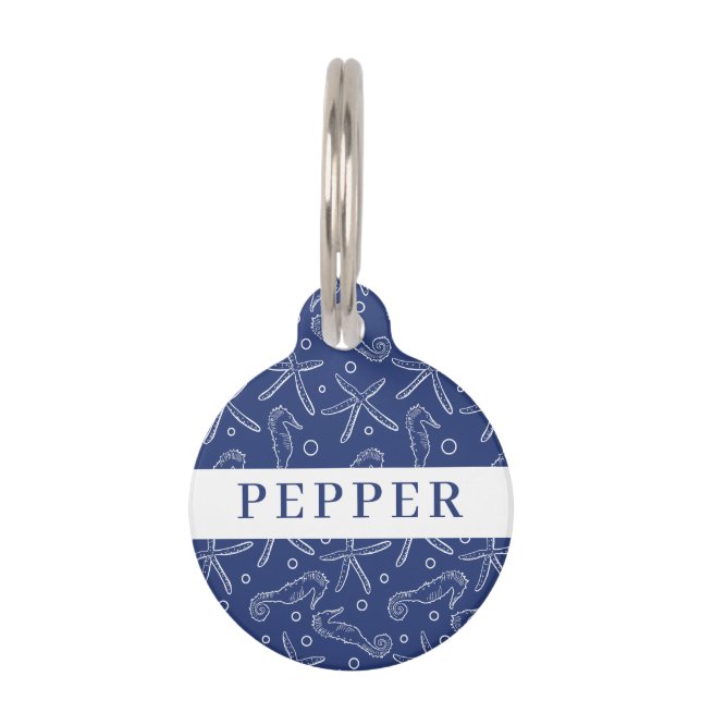 Médaillon Pour Animaux Hippocampe nautique et poisson étoilé (Devant)