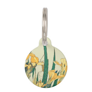 Médaillon Pour Animaux Hokusai Sauterelle Iris Impression Vintage : Japon