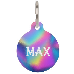 Médaillon Pour Animaux Hologramme arc-en-ciel personnalisé nom contact
