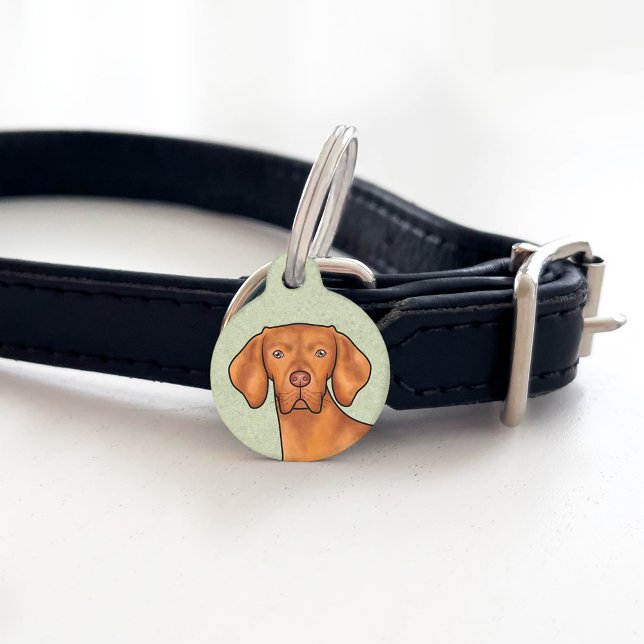Médaillon Pour Animaux Hongrois Vizsla Caricature Pointeur Chien vert têt (Créateur téléchargé)