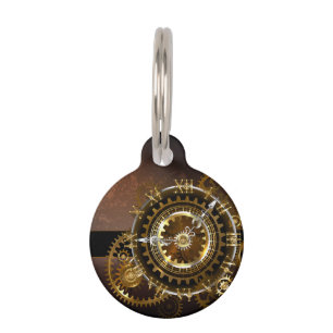 Médaillon Pour Animaux Horloge Steampunk avec des engrenages anciens