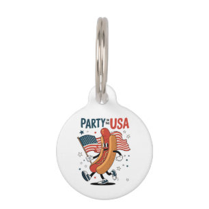 Médaillon Pour Animaux Hotdog fête du 4 juillet feux d'artifice Jour de l