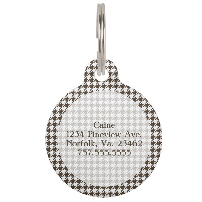Médaillon Pour Animaux Houndstooth de Brown Combination par Shirley Taylo (Devant)