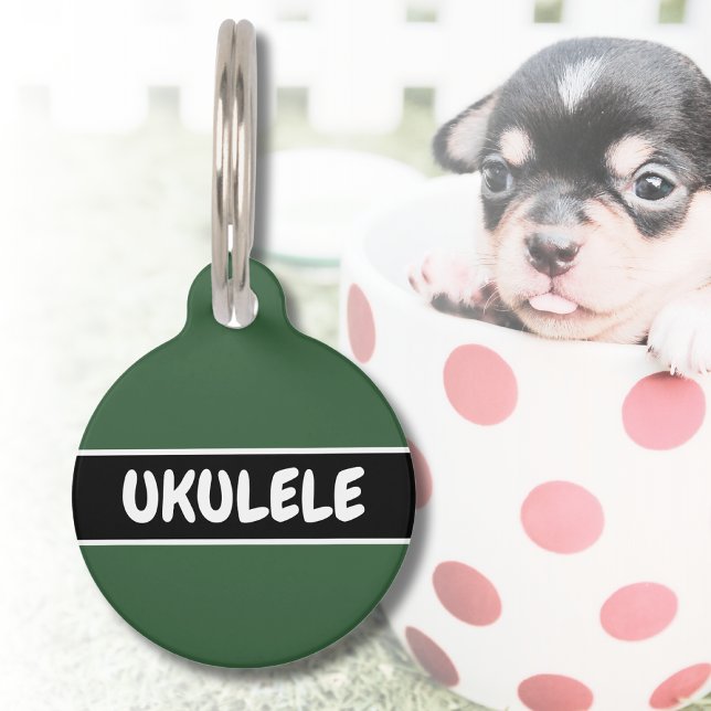 Médaillon Pour Animaux Hunter Green Moderne Simple Nom de Chien Chat Adre (Créateur téléchargé)