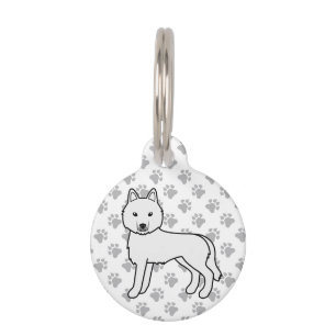Médaillon Pour Animaux Husky sibérien blanc Chien de dessin animé mignon