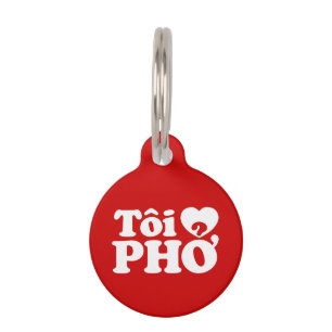 Médaillon Pour Animaux I Heart (Love) Pho (Tôi PHỞ)