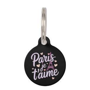 Médaillon Pour Animaux I Love Paris Je t'aime Tour Eiffel France T-shirt