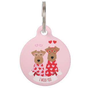 Médaillon Pour Animaux i Woof You Valentine Wire Fox Terrier Chiens