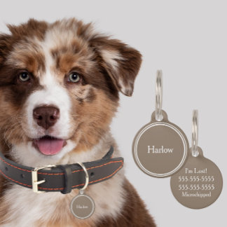 Médaillon Pour Animaux ID animal personnalisé Nom personnalisé Tags - Tan