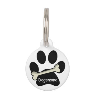 Médaillon Pour Animaux Identifiant de chien d'ours Empreinte de patte Nom