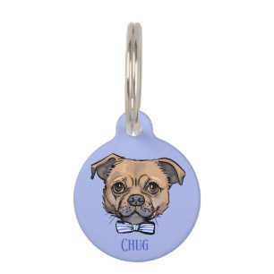 Médaillon Pour Animaux Identifiant de chien rond bleu Nom de la balise Ch