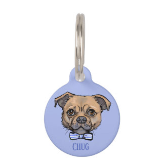 Médaillon Pour Animaux Identifiant de chien rond bleu Nom de la balise Ch