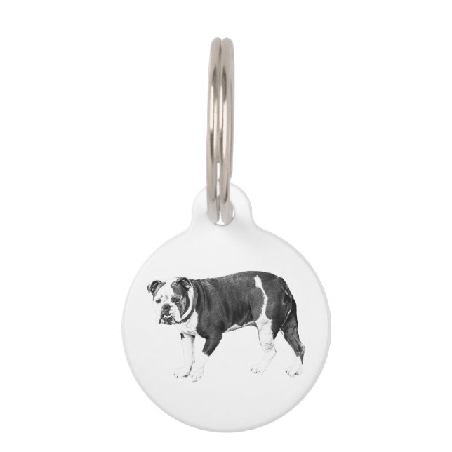 Médaillon Pour Animaux Identité Bouledogue, Marque Durable (Devant)