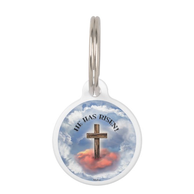 Médaillon Pour Animaux Il Est Devenu Une Croix Robuste Avec Des Nuages (Devant)