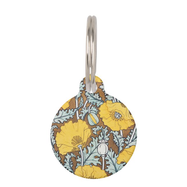 Médaillon Pour Animaux Illustration Art Nouveau Poppy Fleur Jaune (Devant)