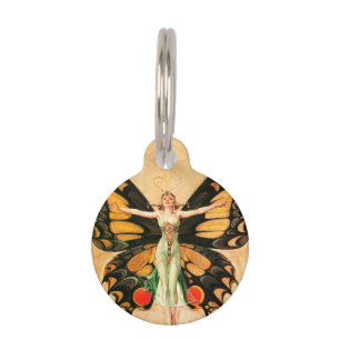 Médaillon Pour Animaux Illustration de femme volant papillon flapper