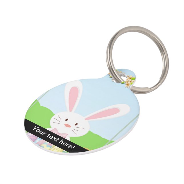 Médaillon Pour Animaux Illustration de lapin de Pâques (Côté )