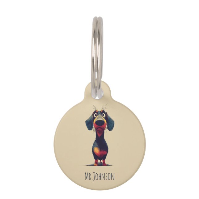 Médaillon Pour Animaux Illustration de personnage de dachshund fantaisist (Devant)