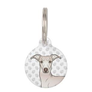 Médaillon Pour Animaux Illustration de tête de chien Italien Grison Crème