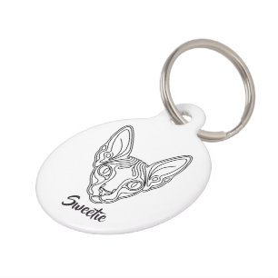 Médaillon Pour Animaux Illustration de visage de chat Sphynx noir avec no