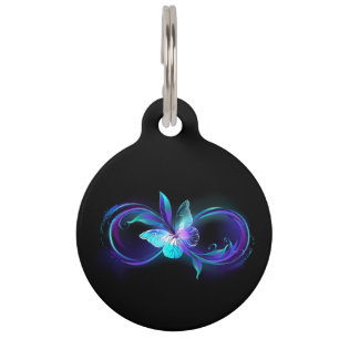 Médaillon Pour Animaux Infinité brillante avec papillon magique