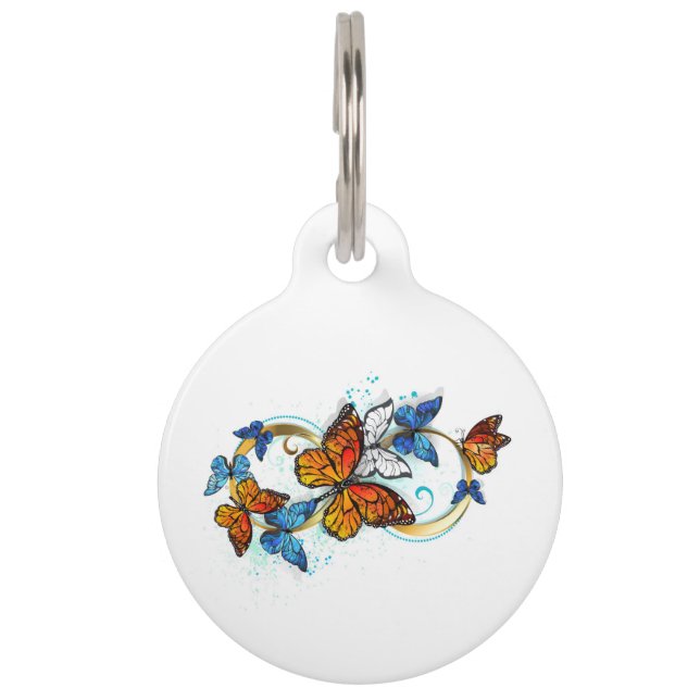 Médaillon Pour Animaux Infinité de papillons monarques (Devant)