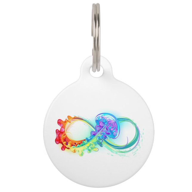 Médaillon Pour Animaux Infinity avec Rainbow Jellyfish (Devant)