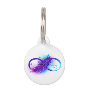 Médaillon Pour Animaux Infinity with purple feather