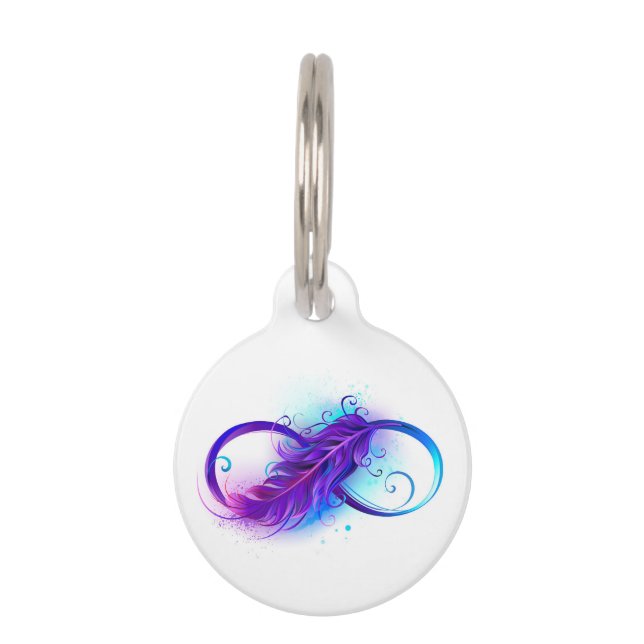Médaillon Pour Animaux Infinity with purple feather (Devant)